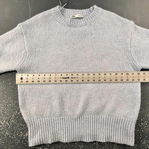 Zara Sweater Medium Baby Blue Chunky Oversized Wool Alpaca Preppy Lush Cozy Soft - Picture 4 of 9